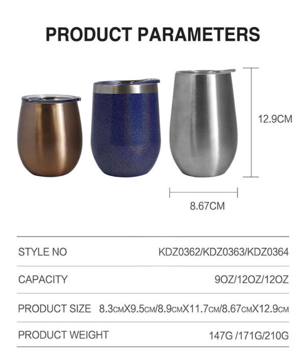 G25 Custom Egg Shape 12oz Stainless Steel Coffee Mug - Image 3