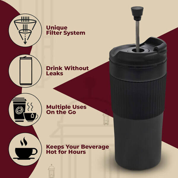 G42 16oz Stainless Steel French Press Coffee Mug - Image 2